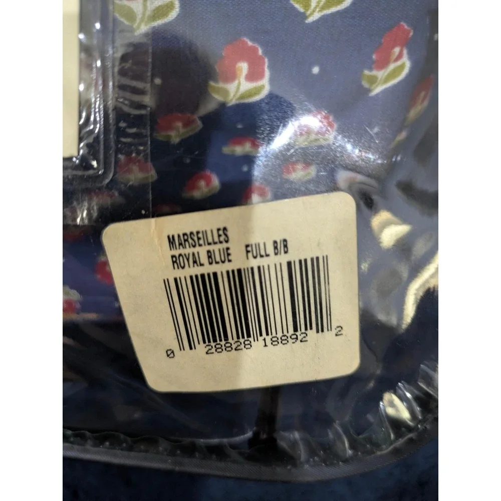 Vintage Martex Marseilles Bed in a Bag Set Full Royal Blue Floral 8‎ Piece NEW